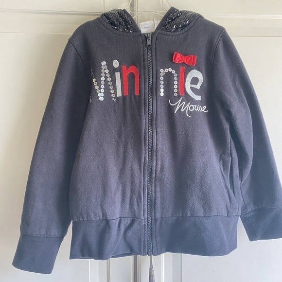 Minnie Mouse Disney Girl’s 2 piece Set Red Sequined Hoodie and‎ L/S Top Sz 7/8 - Picture 1 of 10